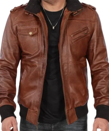 Mens Brown Edinburgh Leather Jacket