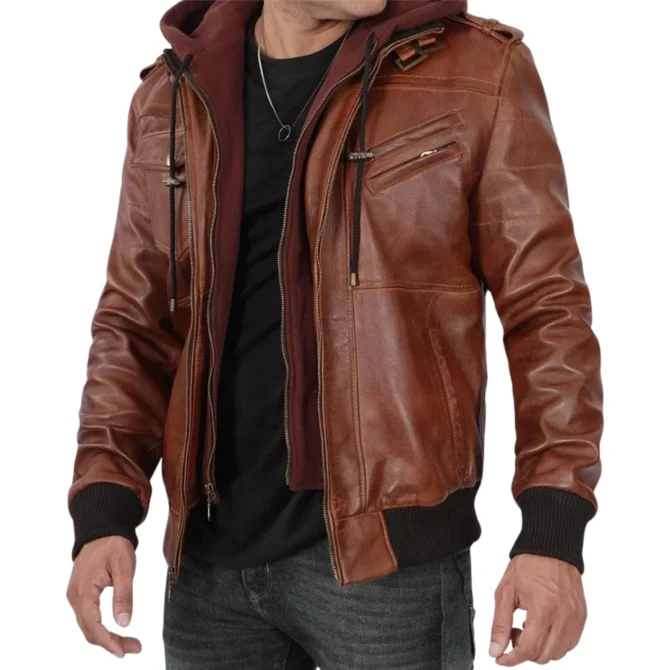 Mens Brown Edinburgh Leather Jacket - Image 4