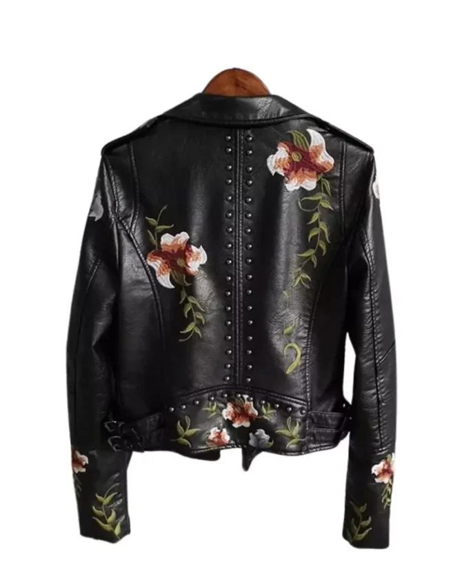 Women’s Floral Leather Jacket - Image 2